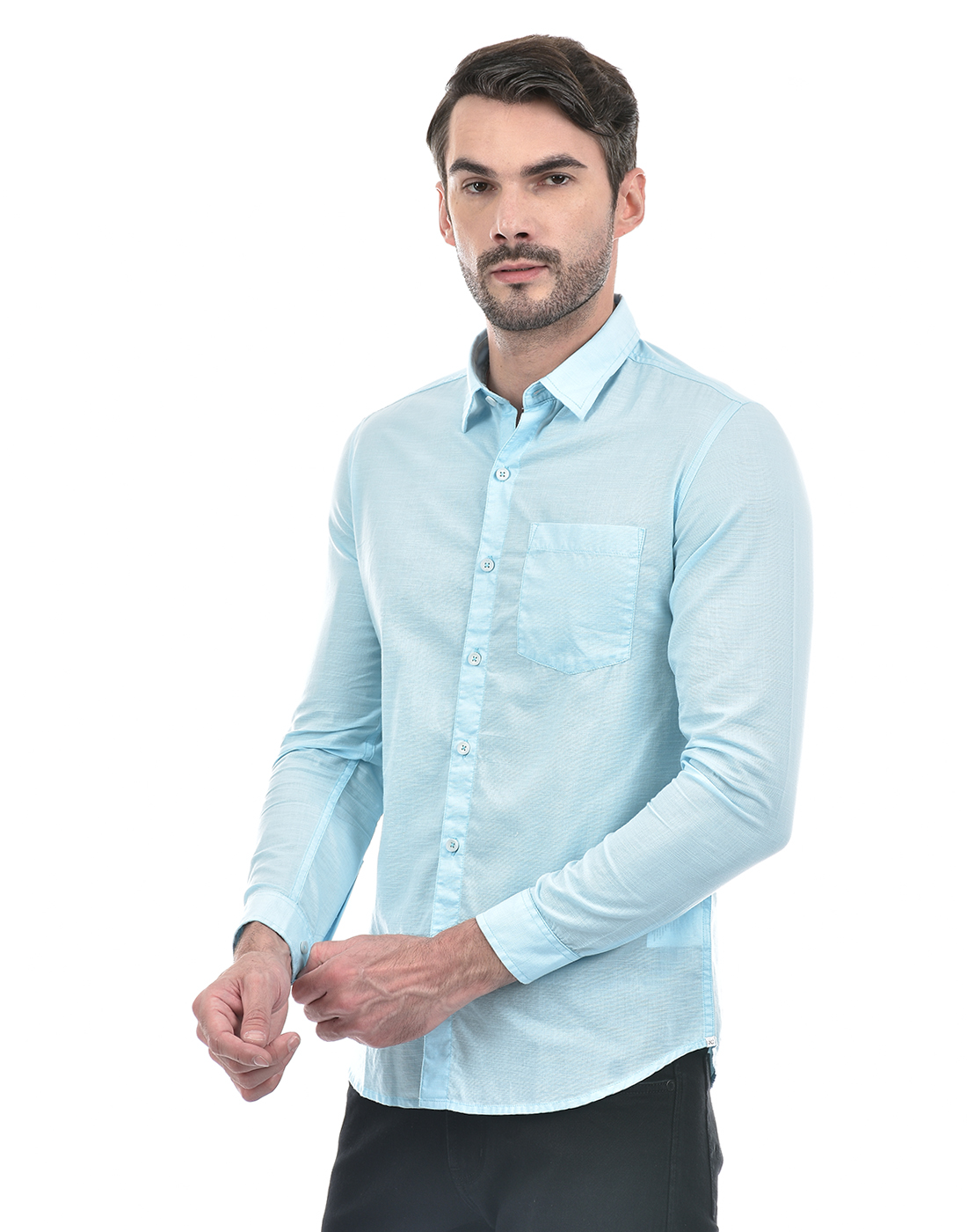 Numero Uno Men Solid Sky Blue Shirt